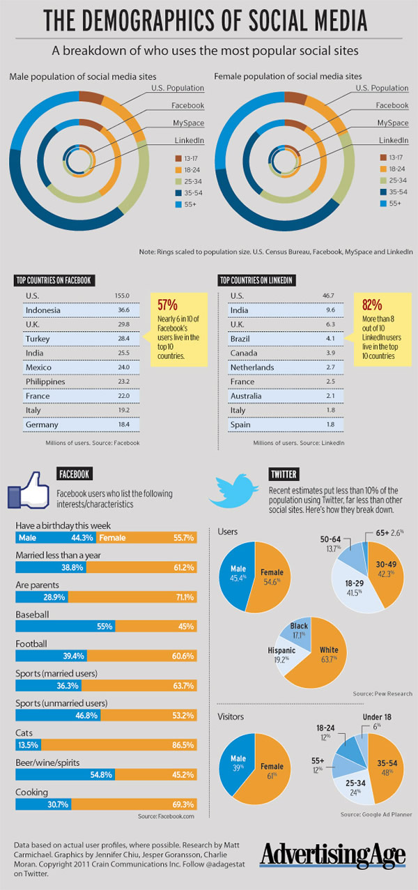The Demographics of Facebook, LinkedIn, MySpace and Twitter